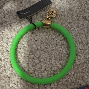 Green Bracelet with Gold Charm